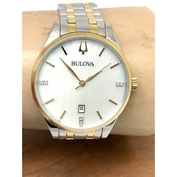 Bulova Women's Watch 98P201 Quartz Diamond Mother of Pearl Dial Two Tone… - Picture 10 of 13